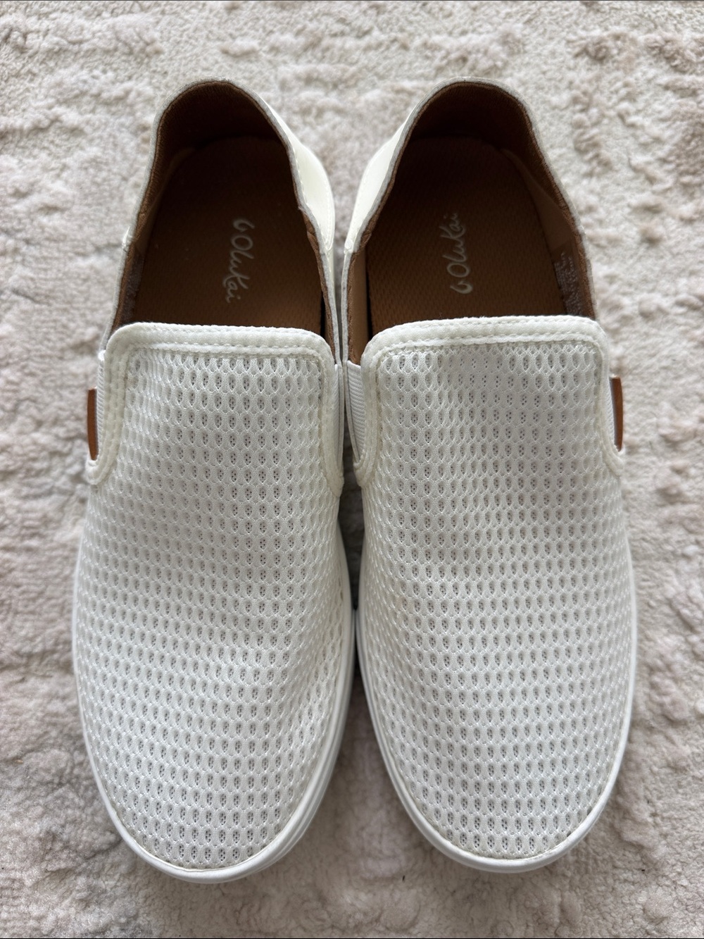 OluKai White Mesh Slip-On Mules